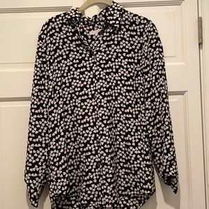 Equipment Blouse. Black with white hearts